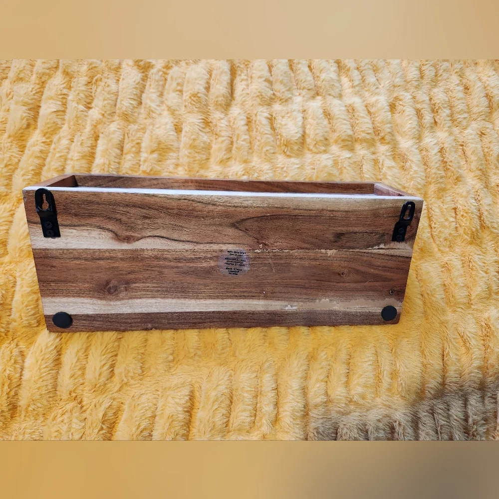 Solid Wooden Shelf with Metal Hooks